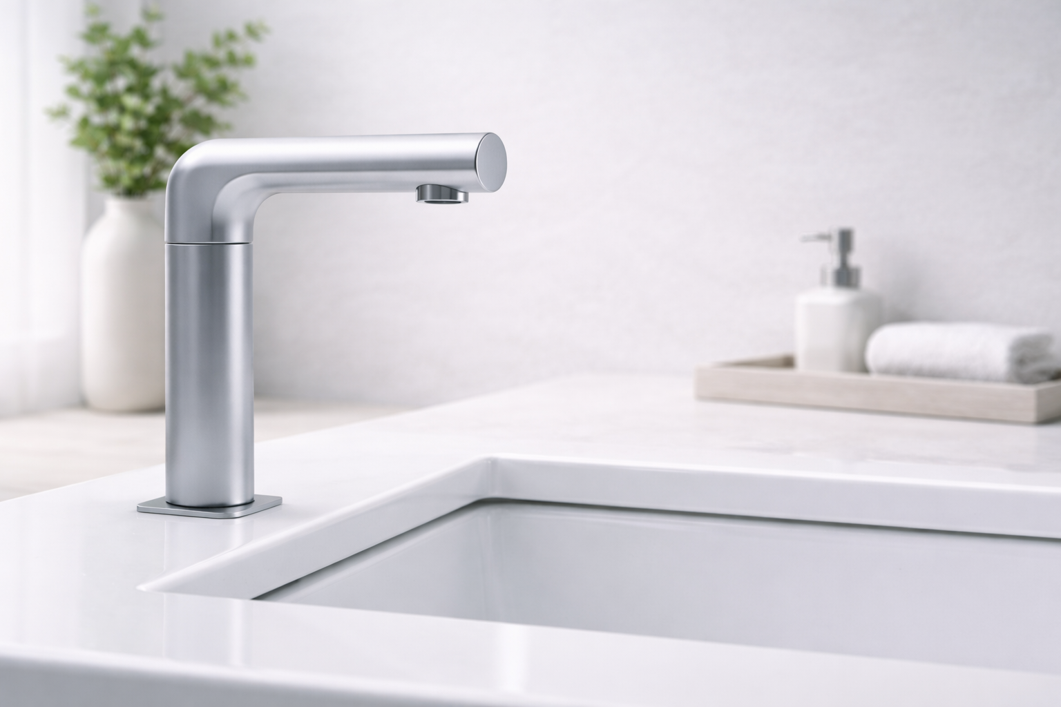 Well-maintained commercial washroom interior