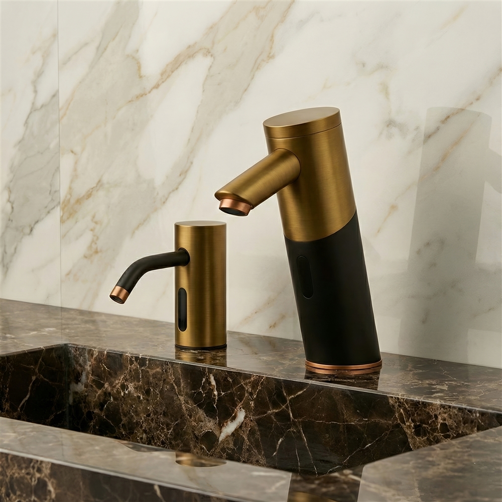 Healthcare facility manager checking touchless faucet maintenance and flushing requirements