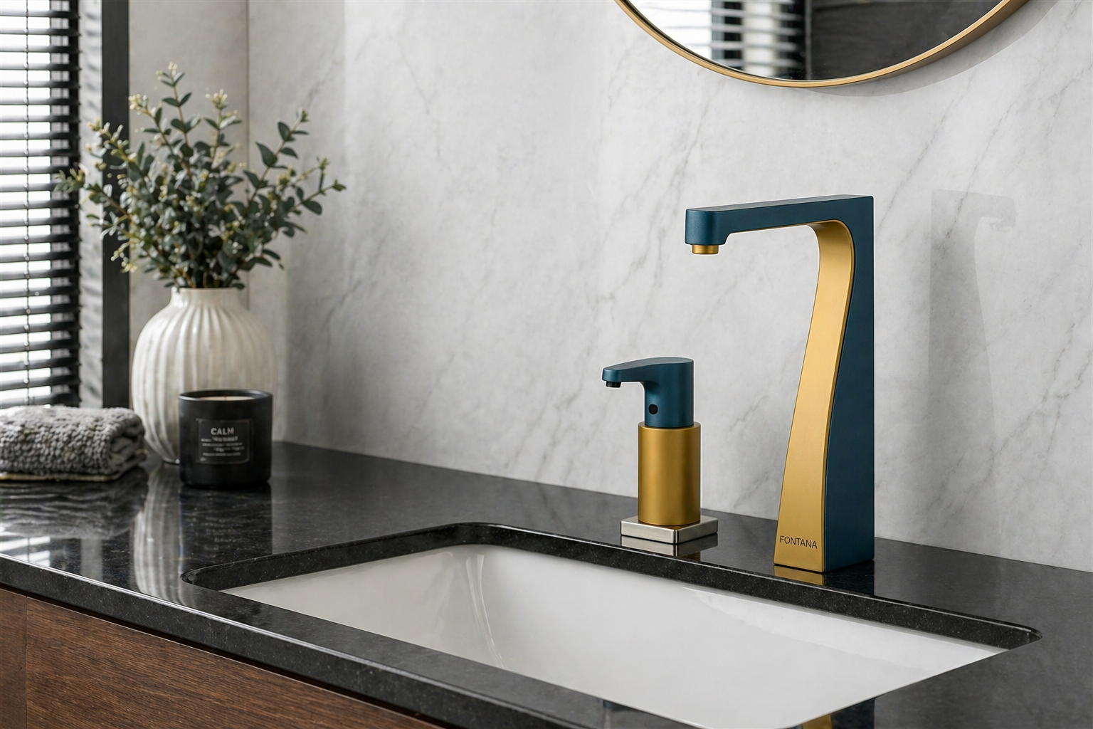 Commercial faucet compliance paperwork and specification documents arranged on a desk