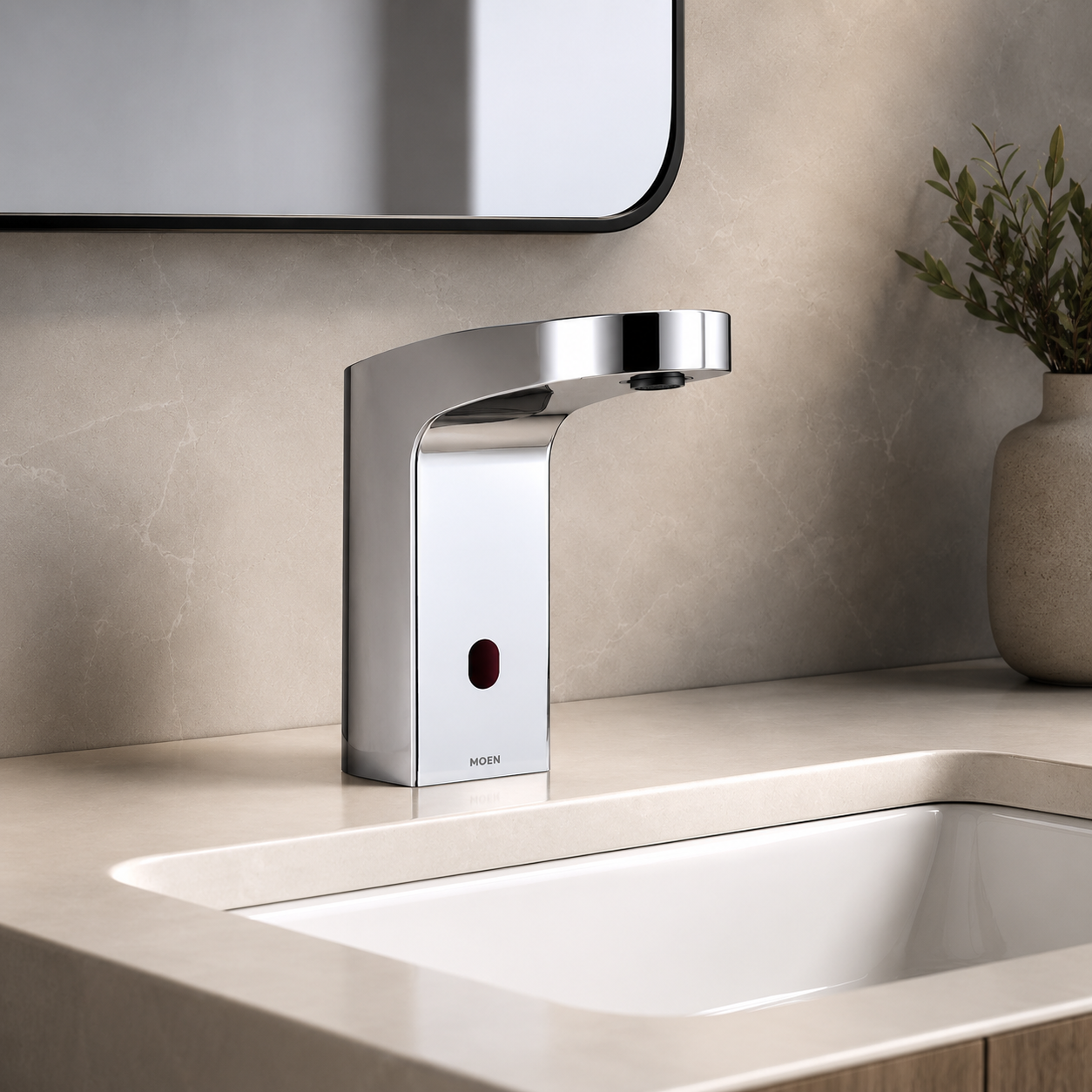 Moen Commercial M-POWER sensor operated faucet for heavy use facility restroom