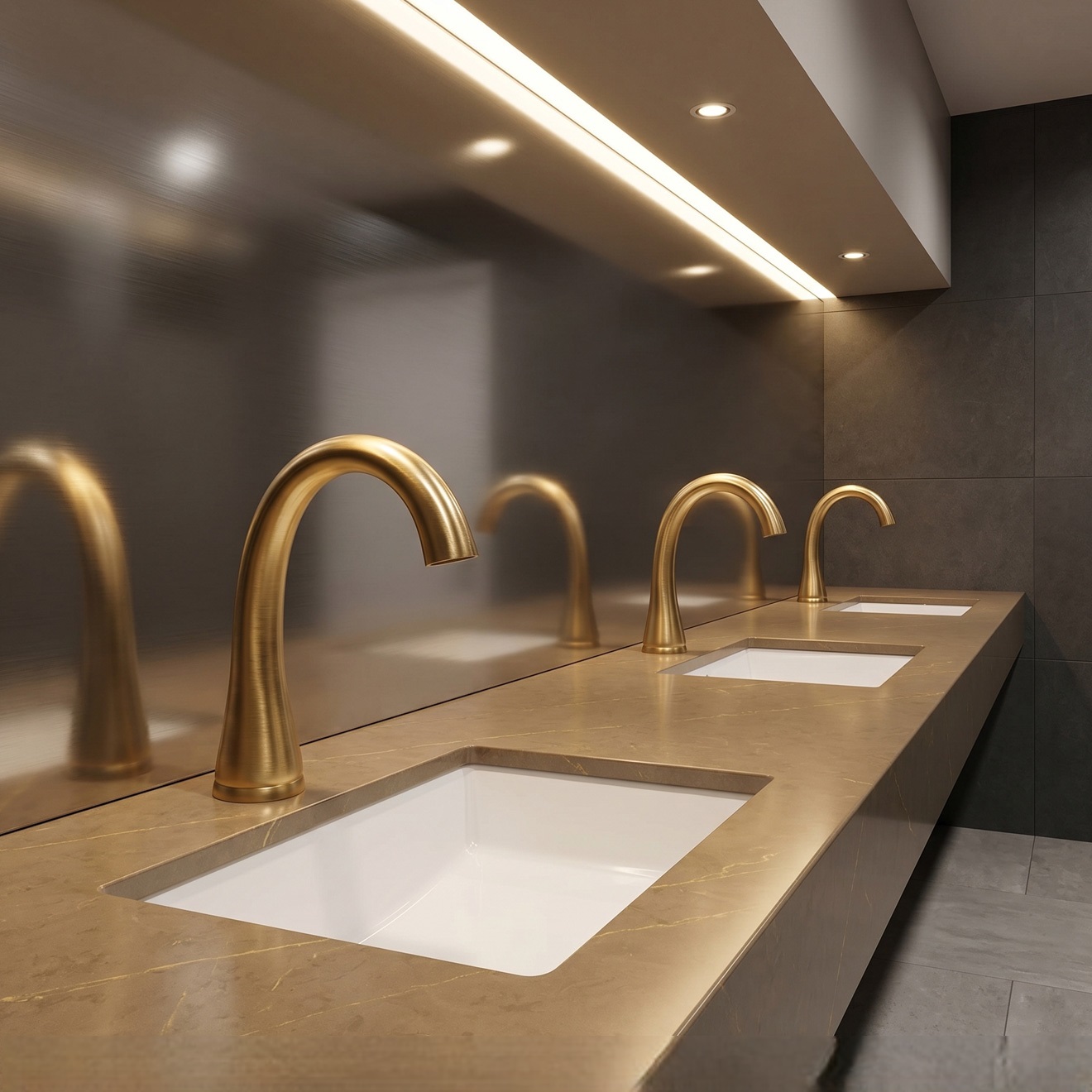 Fontana Commercial Brushed Gold Touchless Automatic Sensor Hands Free Faucet