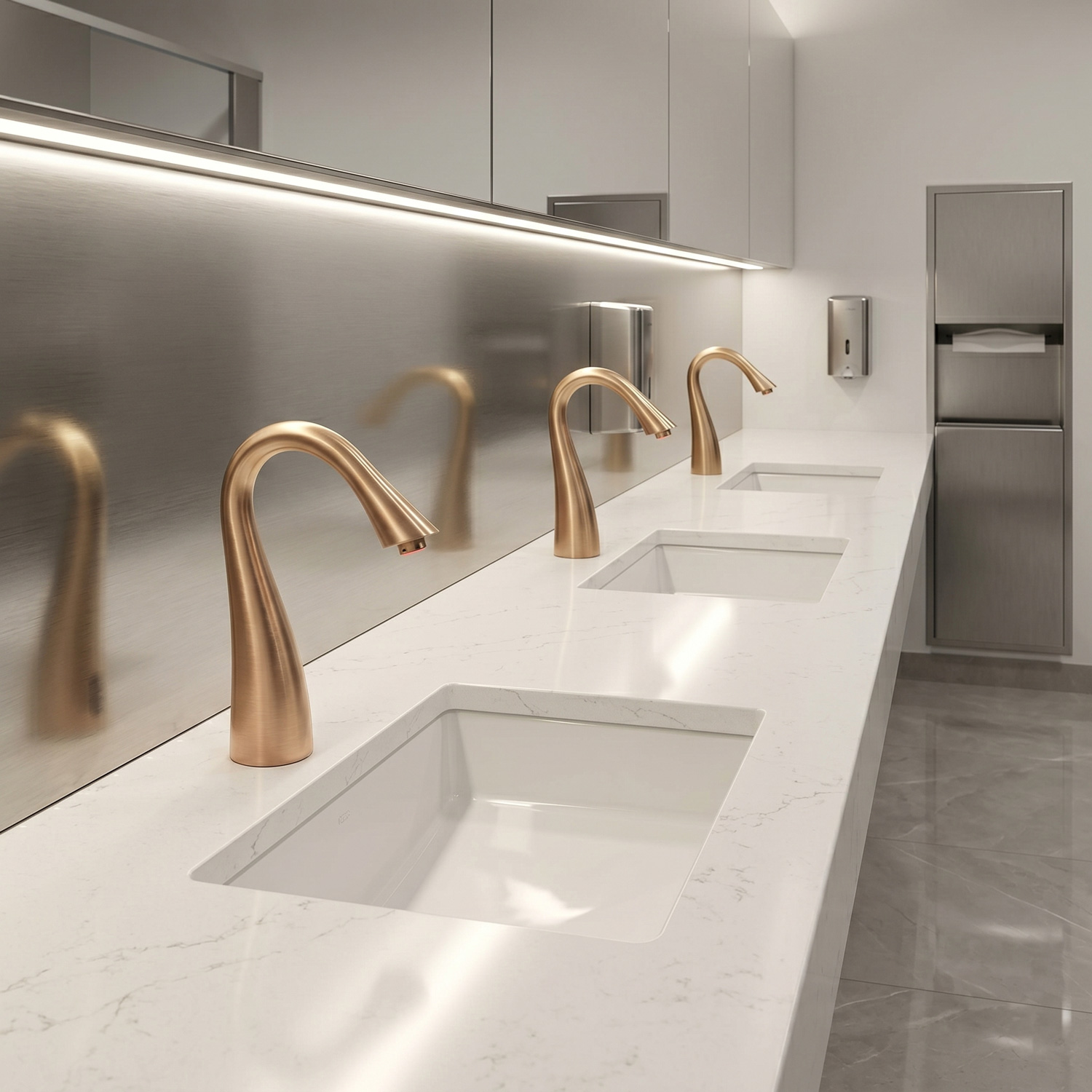 Fontana Commercial Brushed Gold Automatic Hands Free Smart Sensor Faucet