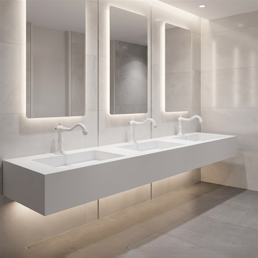 Clean hospital handwashing area with laminar water flow