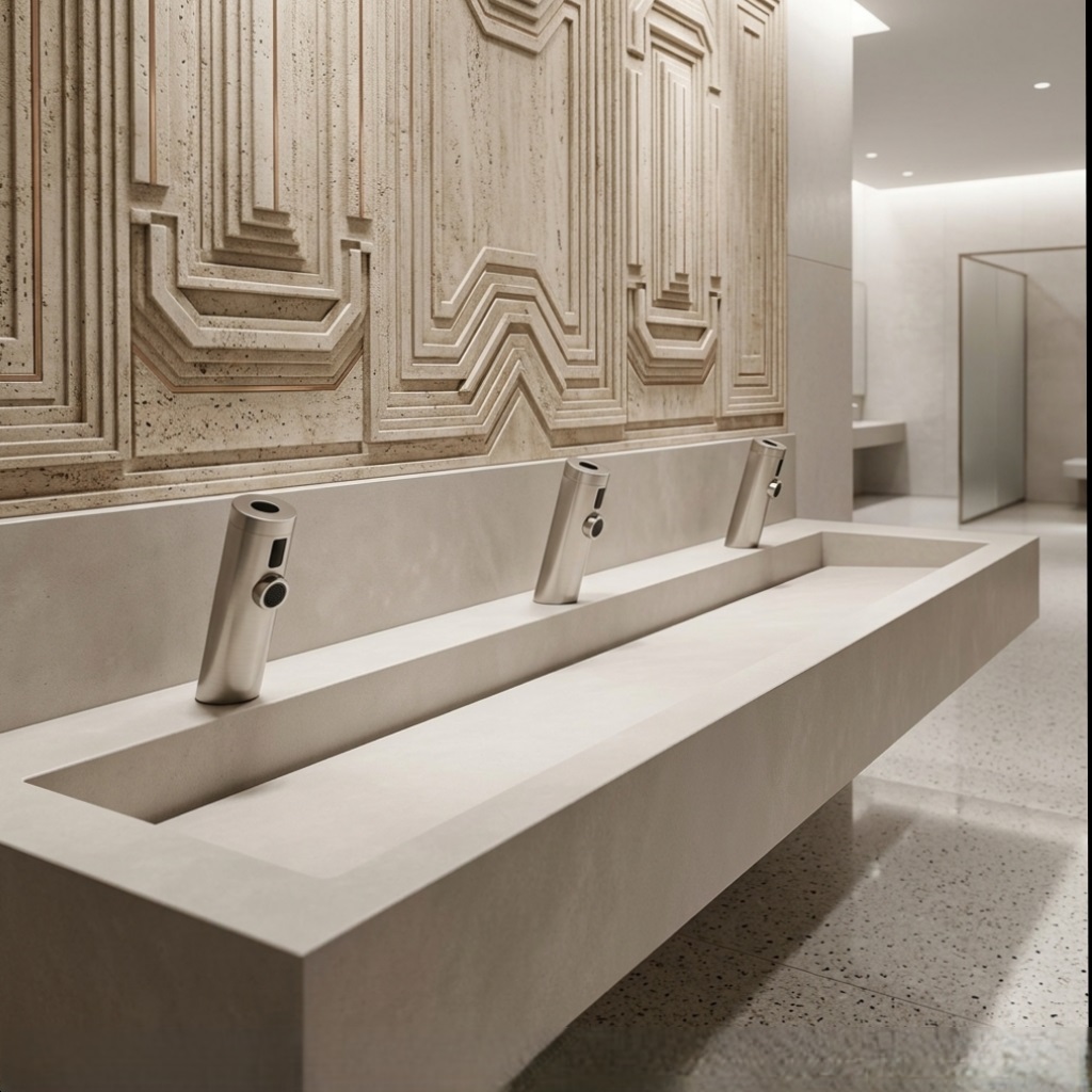 Modern compact sink faucet installed in a small bathroom with space-saving design