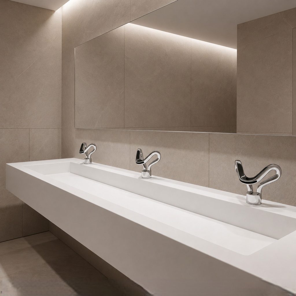 Commercial chrome touchless faucet for restaurant employee and public handwashing areas