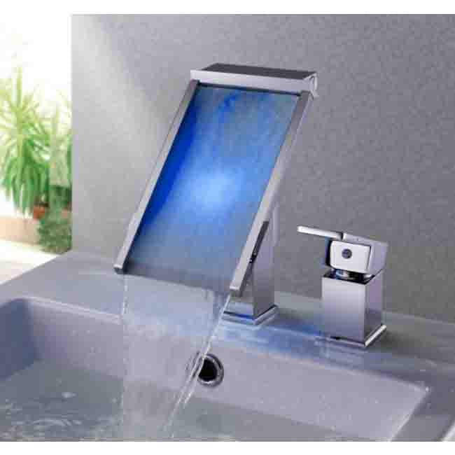 Juno Deck Mount Waterfall Bathroom Sink Faucets with Chrome Finish